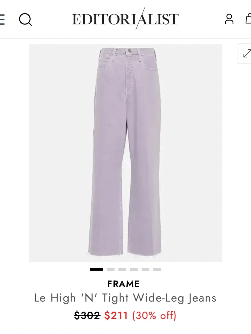 FRAME High ‘N’ Tight High Rise Raw Hem Wide-Leg Jeans Lilac Size 30 - Picture 10 of 10